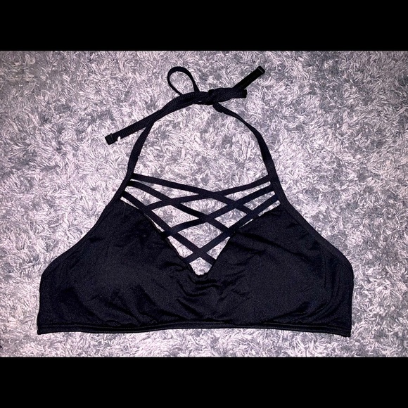 Criss-cross bikini top (black) - Picture 2 of 6